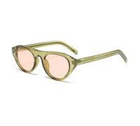 MUTYNE Gafas de sol de ojo de gato color caramelo para mujer, gafas de sol ovaladas a la moda con remaches (verde transparente)