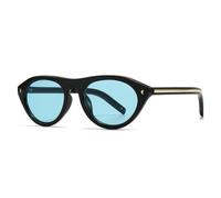 MUTYNE Gafas de sol de ojo de gato color caramelo para mujer, gafas de sol ovaladas a la moda con remaches (negro y azul)