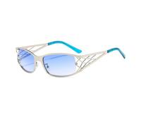 MUTYNE Gafas de sol de protección solar huecas de metal a la moda para hombres y mujeres, personalidad retro, UV400, para vacaciones y ocio (C5Blue)