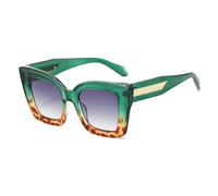 MUTYNE Gafas de sol estilo ojo de gato para mujer, con montura grande y estilo retro clásico, protección solar, tonos de dos colores (leopardo verde).