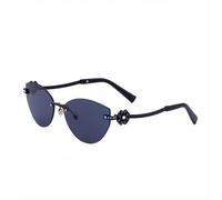 MUTYNE Gafas de sol estilo ojo de gato para mujer, montura metálica sin montura, lentes de sol con protección UV y diamantes engastados (C1)