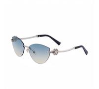 MUTYNE Gafas de sol estilo ojo de gato para mujer, montura metálica sin montura, lentes de sol con protección UV y diamantes engastados (C6)