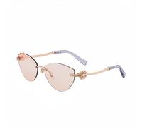 MUTYNE Gafas de sol estilo ojo de gato para mujer, montura metálica sin montura, lentes de sol con protección UV y diamantes engastados (C4)