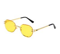 MUTYNE Gafas de sol geométricas sin montura para hombre y mujer, estilo retro, montura metálica dorada, lentes tintadas, C2, talla única.