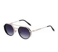 MUTYNE Gafas de sol ovaladas de metal punk para mujer, modernas, de lujo, con montura pequeña, para hombre, para conducir al aire libre, UV400 (gris degradado dorado)