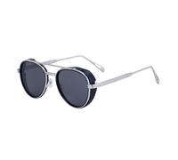 MUTYNE Gafas de sol ovaladas para hombre, patillas metálicas, estilo retro punk, protección UV400 (C3)