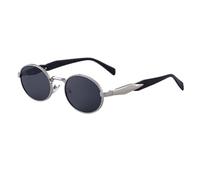 MUTYNE Gafas de sol ovaladas para hombre y mujer, diseño de montura metálica, protección solar retro de doble haz para conducir, UV400 (C2)