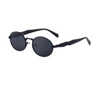 MUTYNE Gafas de sol ovaladas para hombre y mujer, diseño de montura metálica, protección solar retro de doble haz para conducir, UV400 (C1)