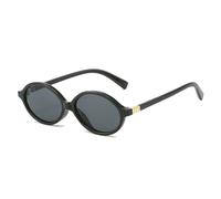 MUTYNE Gafas de sol ovaladas pequeñas de moda, gafas de sol para mujer UV400, lentes de océano transparentes vintage, gafas de sol de tendencia punk para hombre, negro gris, talla única
