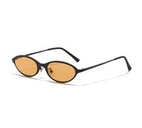 MUTYNE Gafas de sol ovaladas pequeñas retro para mujer, con degradado, UV400, modernas, para hombre, con montura de metal mate, estilo punk (negro mate y naranja).