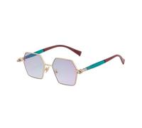MUTYNE Gafas de sol para hombre, montura metálica poligonal, estilo retro, protección UV (C4)
