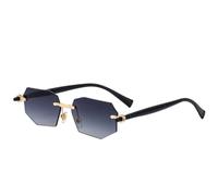 MUTYNE Gafas de sol poligonales sin montura para mujer, populares, estilo retro de lujo, para hombre, para viajes al aire libre, conducción, UV400 (negro degradado gris)