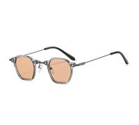 MUTYNE Gafas de sol punk de PC de metal para mujer, gafas de sol vintage de moda para hombre, gafas cuadradas anti UV, color naranja plateado