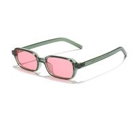 MUTYNE Gafas de sol rectangulares pequeñas de moda para mujer, con protección UV400, estilo leopardo, estilo punk, para hombre (C7, verde y rosa)