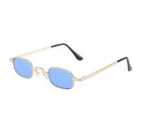 MUTYNE Gafas de sol rectangulares pequeñas para mujeres y hombres, gafas de sol con montura de metal retro, gafas de protección UV400, color dorado y azul