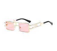 MUTYNE Gafas de sol rectangulares punk retro para mujer, monturas de metal ahuecadas, gafas Steampunk para hombre UV400, rosa dorado, talla única