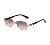 MUTYNE Gafas de sol rectangulares retro sin montura para hombre y mujer, con bisagras de metal dorado, patillas gruesas marrones, estilo vintage cuadrado, C2, talla única.