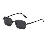 MUTYNE Gafas de sol rectangulares sin montura para hombre y mujer, estilo retro, con patillas de metal retorcido, lentes tintadas en morado, gafas de moda con protección UV, C1, talla única