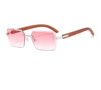 MUTYNE Gafas de sol rectangulares sin montura para hombre y mujer, estilo retro geométrico hip hop, patillas texturizadas vintage, protección UV400, montura dorada, C5, talla única.