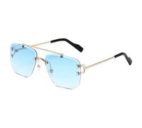 MUTYNE Gafas de sol rectangulares sin montura para hombre y mujer, gafas cuadradas sin montura de moda, montura de metal dorado, estilo lujoso, C4, talla única