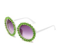MUTYNE Gafas de sol redondas con marco de diamantes de imitación de gran tamaño para mujer, gafas de diamante para mujer, gafas de sol de moda UV400, gafas de sol, 11, talla única