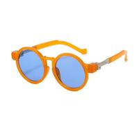 MUTYNE Gafas de sol redondas Steampunk para mujer, gafas de sol UV400 a la moda para hombre, gafas de sol azul naranja, marco degradado transparente, naranja azul, talla única