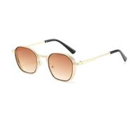 MUTYNE Gafas de sol retro con montura metálica poligonal para hombre y mujer, con borde texturizado, estilo cuadrado, ideales para viajes al aire libre, C4, talla única.