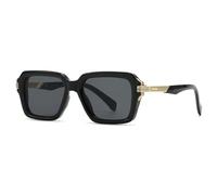 MUTYNE Gafas de sol retro de color sólido para hombre, modernas, con montura cuadrada y degradado, UV400, para exteriores, clásicas, informales, estilo punk (C2, negro y dorado)