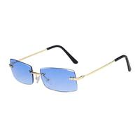 MUTYNE Gafas de sol retro de metal, pequeñas, cuadradas, sin montura, para mujer, de lujo, para hombre, para viajes al aire libre, conducción, UV400 (dorado y azul)
