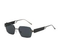 MUTYNE Gafas de sol retro sin montura para hombre, modernas, cuadradas, con patillas metálicas y lentes de protección solar (negro pistola C1)