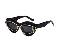 MUTYNE Gafas de sol sexis con forma de ojo de gato para mujer y hombre, gafas de sol Vintage de lujo, gafas de sol populares de moda con montura grande, negro, dorado y negro