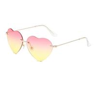 MUTYNE Gafas de sol sin montura con forma de corazón para mujer, montura metálica, ligeras, con protección UV, estilo minimalista y moderno, C5, talla única