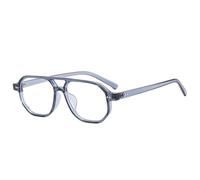 MUTYNE Gafas de sol vintage con doble puente, cuadradas y poligonales, para hombre y mujer, con lentes transparentes, con remaches, UV400 (azul transparente)