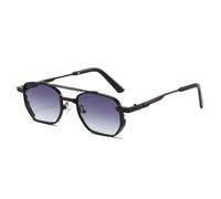 MUTYNE Gafas de sol vintage con doble puente para mujer, montura metálica con degradado, UV400, para hombre y mujer (negro y gris)