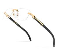 MUTYNE Gafas Hombres Mujeres Cuadradas Gafas sin montura Marcos Buffs Gafas de madera, Negro, Talla única