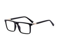 MUTYNE Gafas rectangulares para hombre con montura metálica y patillas UV400 (negro brillante)