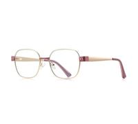 MUTYNE Montura de gafas cuadrada de metal con bisagra de resorte y protección UV400 (rojo dorado)