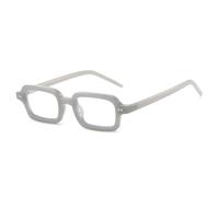 MUTYNE Montura de gafas rectangular pequeña de gelatina color gelatina para mujer, lentes transparentes a la moda, con remaches para hombre (gris transparente)