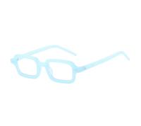 MUTYNE Montura de gafas rectangular pequeña de gelatina de color azul claro para mujer, lentes transparentes a la moda, con remaches para hombre (azul claro)
