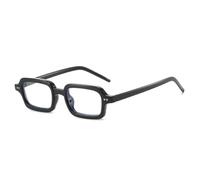 MUTYNE Montura de gafas rectangular pequeña de gelatina de color para mujer, lentes transparentes a la moda, con remaches para hombre (negro transparente)