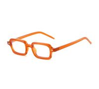 MUTYNE Montura de gafas rectangular pequeña de gelatina de color para mujer, lentes transparentes a la moda, con remaches para hombre (naranja transparente)