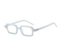 MUTYNE Montura de gafas rectangular pequeña de gelatina de color para mujer, lentes transparentes a la moda, con remaches para hombre (gris, azul y transparente).