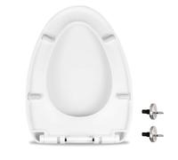 MUU Asiento de inodoro, cierre lento, asiento de inodoro blanco resistente con parachoques de asiento antideslizantes, fácil de instalar y limpiar, asiento de inodoro de repuesto de material PP para