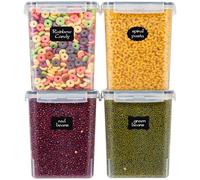 MUUKAIII 5,2L Botes Cocina Almacenaje 4 Piezas, Recipientes para Alimentos de Plástico, Hermeticos Contenedores Cocina para Cereales Granos Arroz Harina