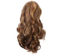 Muuoeou 26 Pulgadas, Color Piano Europeo y Americano, Cabello y Rizado, Peluca de Encaje Frontal con Grande, Pelucas de Cabello Femenino, Peluca de Fibra Química