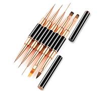 Muuoeou 5 Uds. Pinceles de ExtensióN de Gel UV para DecoracióN de UñAs de Doble Cabezal, Herramientas de Pintura, LáPiz Delineador de Dibujo de Rayas Francesas, Accesorios de Manicura