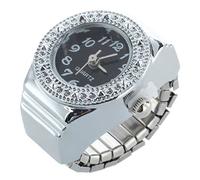 Muuoeou Anillo de Cristal de Cuarzo de aleacion Unisex Negro Reloj