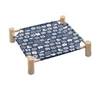 Muuoeou Cama Tipo Hamaca para Gatos y Perros, Hamaca de Madera para Gatos, Cama de Refrigeración Elevada, Cama para Mascotas Portátil Desmontable para Interiores y Exteriores, Adecuada G