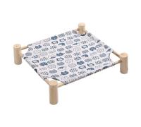 Muuoeou Cama Tipo Hamaca para Gatos y Perros, Hamaca de Madera para Gatos, Cama de Refrigeración Elevada, Cama para Mascotas Portátil Desmontable para Interiores y Exteriores, Adecuada F