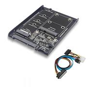 Muuoeou Carcasa para SSD M2 NGFF y MSATA A SATA3.0, 6 GB, 2,5 Pulgadas, Adaptador de Tarjeta Vertical con Soporte de Zócalo, SSD M.2 SATA, SSD MSATA